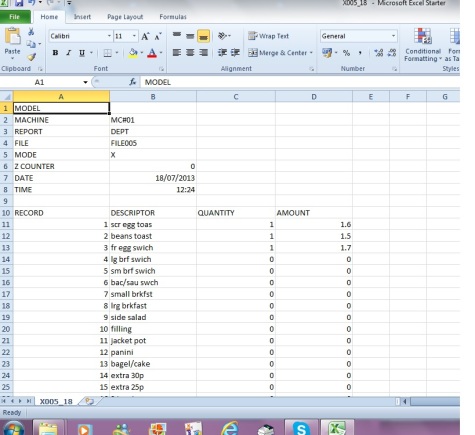 Cash Register Excel Export